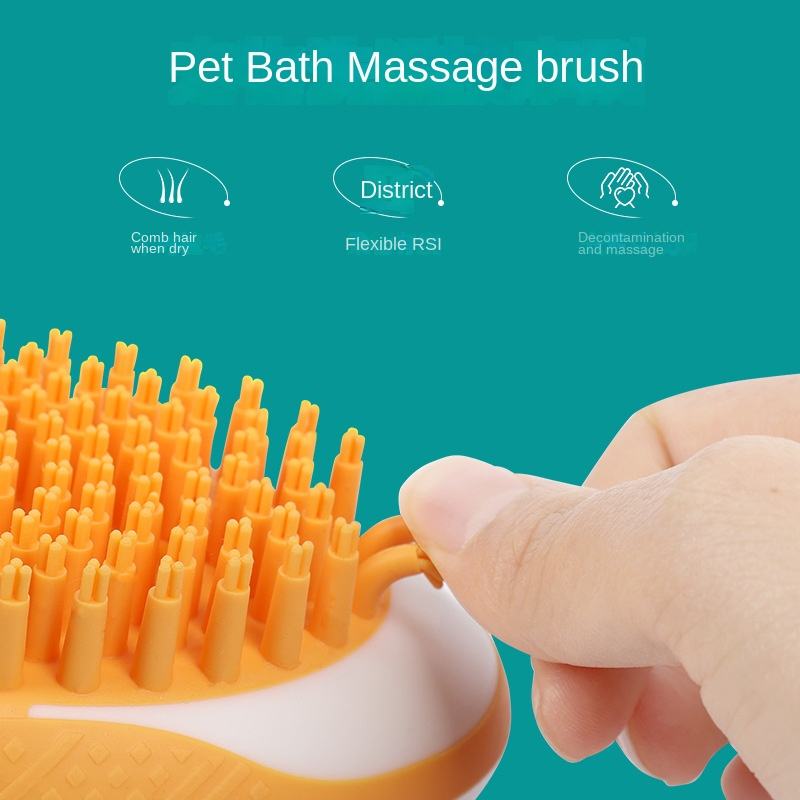 Dog Cat Bath Brush 2-in-1 Pet SPA Massage Comb Soft Silicone Pets Shower.