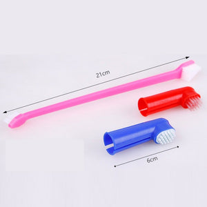 Double Head Toothbrush  Soft Pet Finger Toothbrush Set Pets Dogs Cats Teeth Care