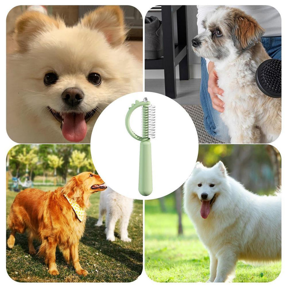 Cat Brush Self Cleaning Slicker Pets Grooming Tool With Cute Dinosaur Shape Double-sided