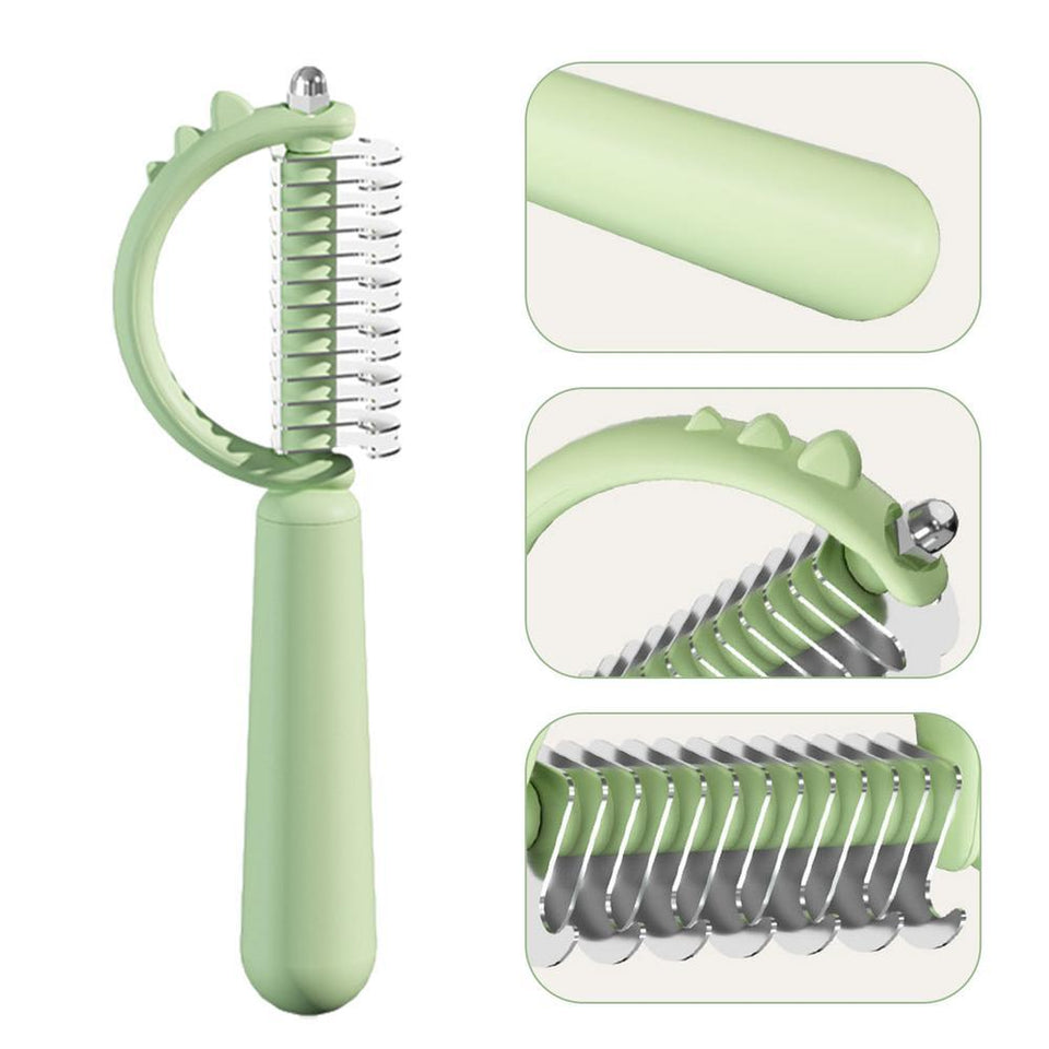 Cat Brush Self Cleaning Slicker Pets Grooming Tool With Cute Dinosaur Shape Double-sided