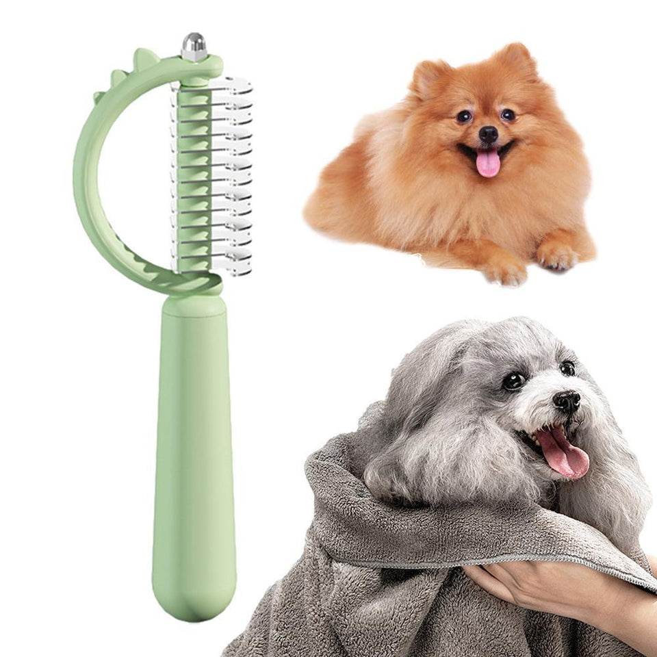 Cat Brush Self Cleaning Slicker Pets Grooming Tool With Cute Dinosaur Shape Double-sided