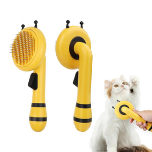 Bee-Shaped Self-Cleaning Cat Brush For Shedding One-Click Hair Removal