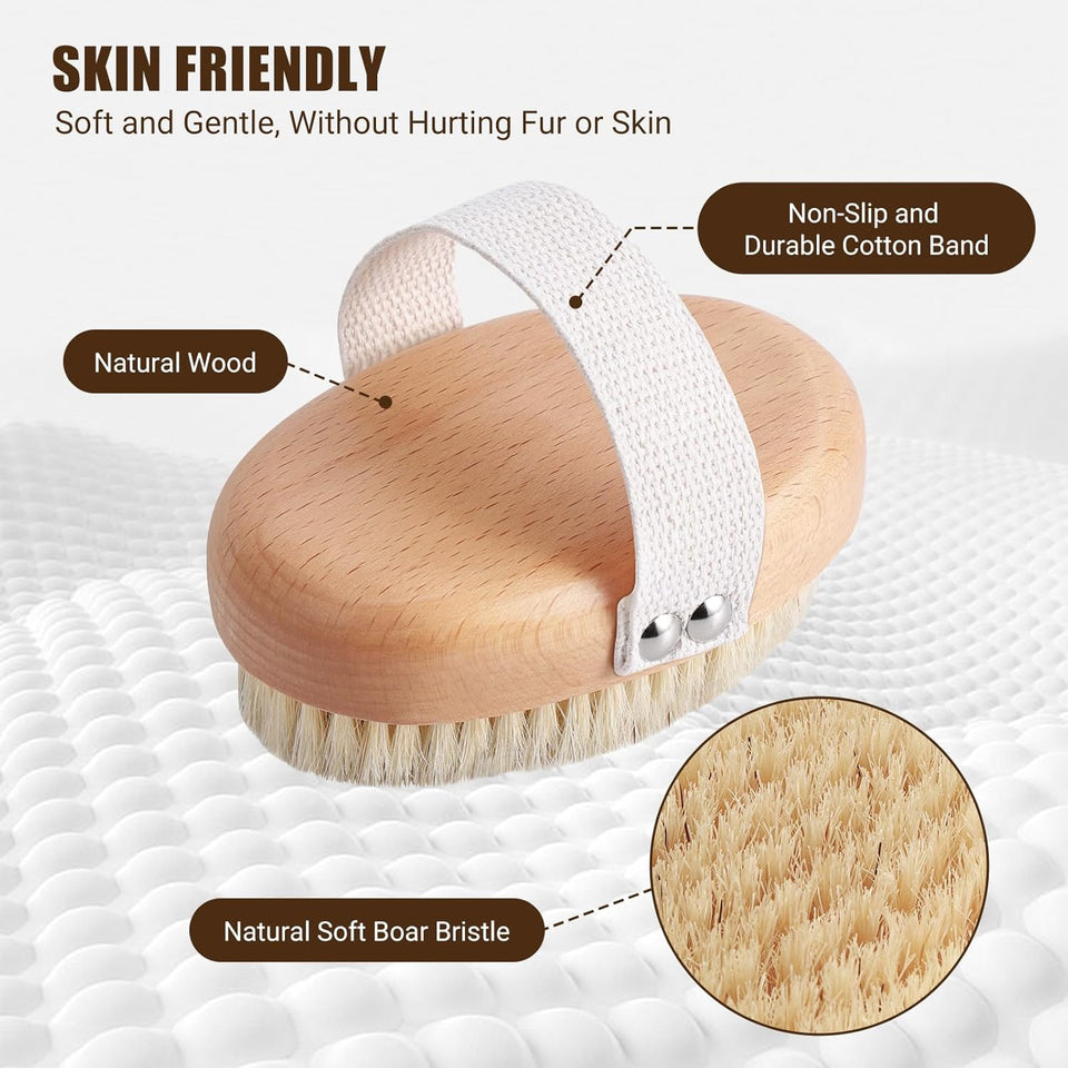 Soft Boar Bristle Pet Palm Brush For Short Haired Dogs And Cats