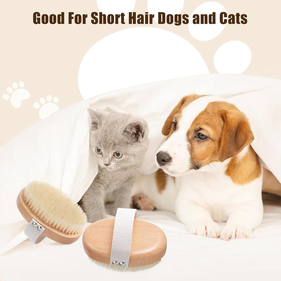 Soft Boar Bristle Pet Palm Brush For Short Haired Dogs And Cats