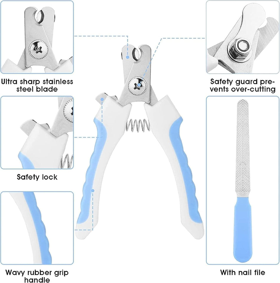7pcs Pet Grooming Kit, Self-Cleaning Brush Shedding Kit With Nail Clipper.