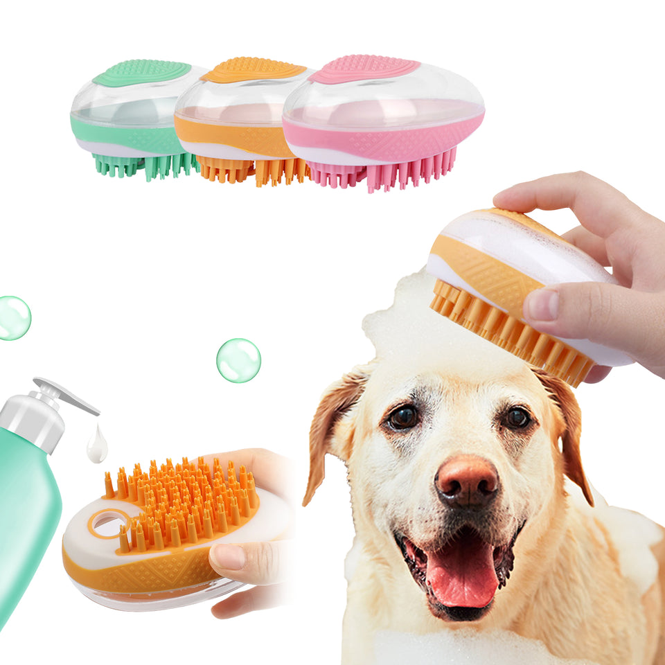 Dog Cat Bath Brush 2-in-1 Pet SPA Massage Comb Soft Silicone Pets Shower.