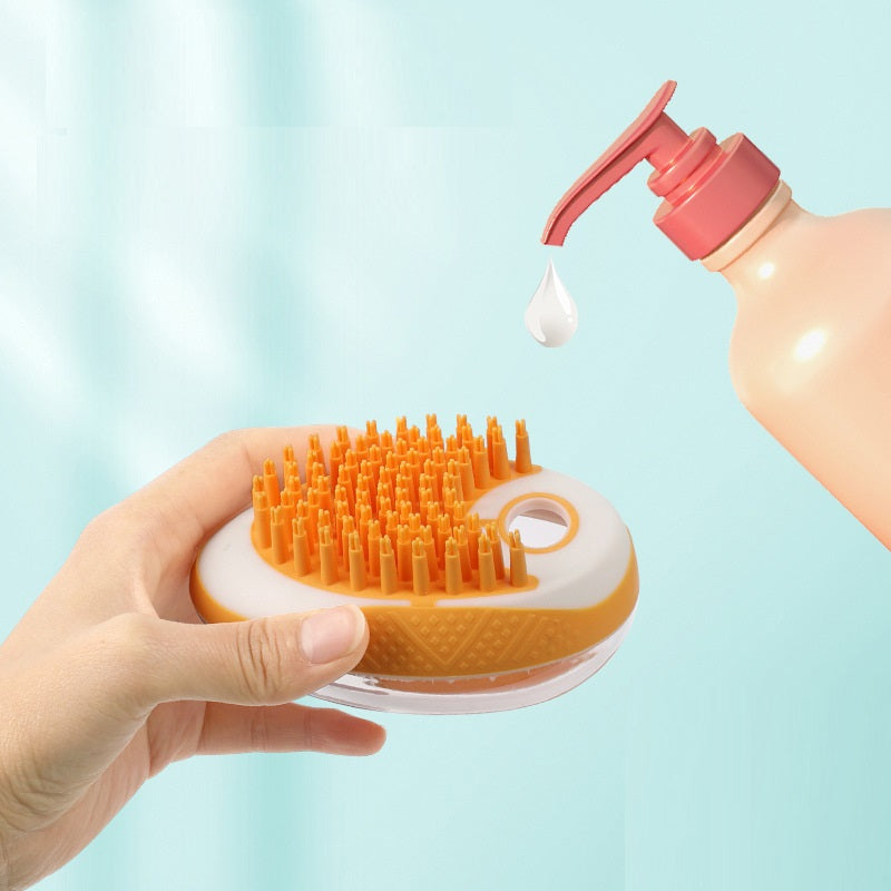 Dog Cat Bath Brush 2-in-1 Pet SPA Massage Comb Soft Silicone Pets Shower.