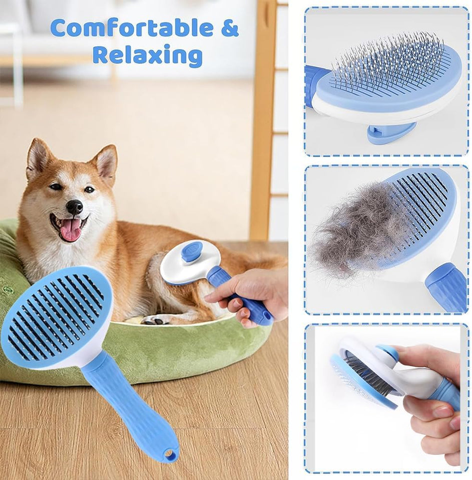 7pcs Pet Grooming Kit, Self-Cleaning Brush Shedding Kit With Nail Clipper.