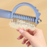 Cat Brush Self Cleaning Slicker Pets Grooming Tool With Cute Dinosaur Shape Double-sided